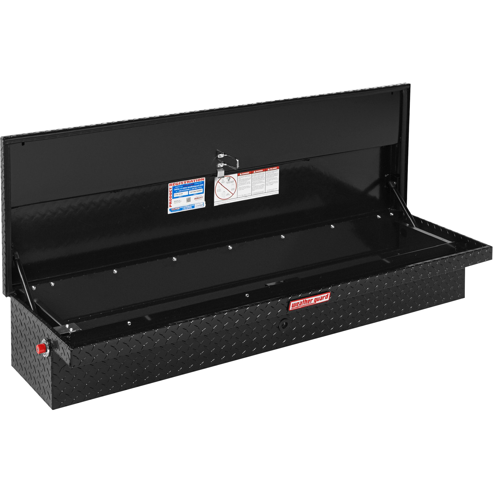 Weather Guard Low Profile Side-Mount Truck Tool Box — Aluminum, Black Diamond Plate, Passenger's Side, Rotary Latch, 59.25in. x 19.25in. x 11.75in., Model# 179-5-01